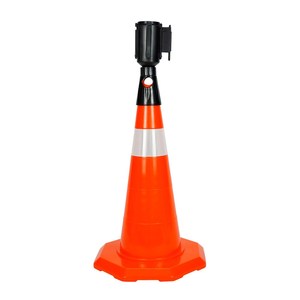 กรวยจราจร PVC สะท้อนแสงเดี่ยว ขนาด 52 ซม. ไม่มีน้ำหนัก ทำจากยาง สำหรับถนนและความปลอดภัยจราจร สีสะท้อนแสงสีขาว - Product Image 4