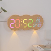 5803-5804 LED Digitale Wanduhr Farbdisplay Temperatur Datum Wochentag Doppelter Wecker Timer Einstellbare Helligkeit Nachtlicht