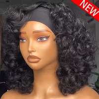Perruques à bandeau bouclées et volumineuses en cheveux naturels pour femmes noires, perruques en cheveux naturels entièrement fabriquées à la machine