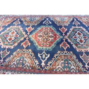 Alfombra Turca Vintage Grande de 6.46x9 pies (197x273 cm), Alfombra Azul con Estampado Animal - Product Image 4