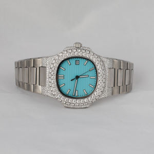 Reloj de pulsera Moissinatie Diamond para mujer con esfera azul numérica reloj de diseño loco de mano personalizado de lujo solo reloj con bisel - Product Image 1