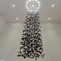 Lustre LED en verre transparent pour escalier, design moderne carré en verre soufflé, luminaires suspendus pour plafond haut, éclairage pour restaurant et villa