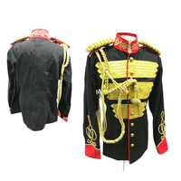 Nouvelle veste noire rouge élégante de cérémonie universelle personnalisée avec uniforme napoléon doré sur le devant tissé en or