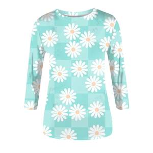 เสื้อยืดผู้หญิงคอกลมผ้าฝ้ายระบายอากาศสีพื้น - Product Image 6