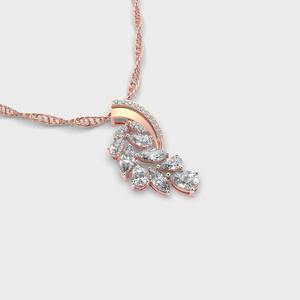 Pendentif de luxe en forme de feuille avec diamant de laboratoire, bijoux en or jaune / rose / blanc 9 carats - Product Image 3