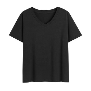 Camiseta de algodón suave con cuello redondo de corte Regular de alta calidad para mujer, color personalizable, transpirable, secado rápido, sólido, Primavera/Verano - Product Image 5