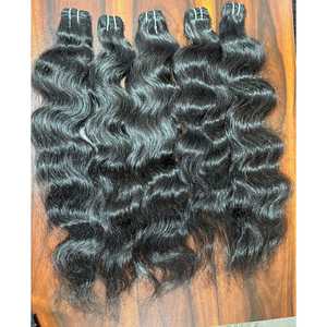 Precio al por mayor 100% Extensiones de trama de cabello de templo indio alineado con cutícula cruda Ondas OEM personalizadas Paquete humano de alta calidad India - Product Image 5
