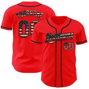 Nouveau Design sur mesure rouge Vintage noir authentique maillot de Baseball évacuation de l'humidité léger séchage rapide maillot de Baseball - Product Image 1