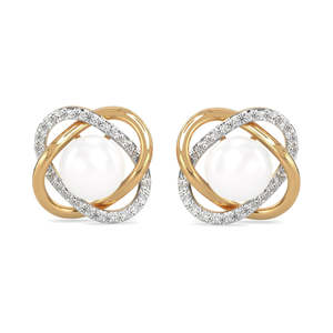 Boucles d'oreilles clous CLARA en argent sterling 925 avec perles véritables, plaquées or, rhodium et or rose, avec zircone suisse et fermoir à vis, cadeau pour femme - Product Image 1