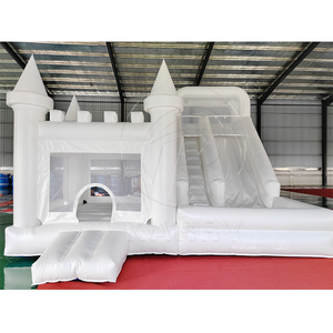 บ้านลมเด็กเล็กแบบกำหนดเองได้ สีขาว พร้อมสไลเดอร์ สำหรับจัดงานในสวนหลังบ้าน - Product Image 1