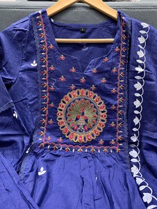 Riew <span class=keywords><strong>anarkali</strong></span> kurta thiết lập với bông quần & malmal dupatta với tầng mô hình pakistani cao cấp quần áo - Product Image 2