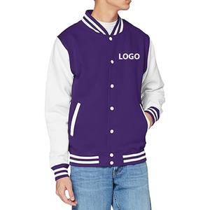 Chaquetas Universitarias de Talla Grande al por Mayor, Chaquetas Varsity Lisas con Logotipo Personalizado Bordado, Cuello Alto, Chaquetas Delanteras para Hombre - Product Image 5