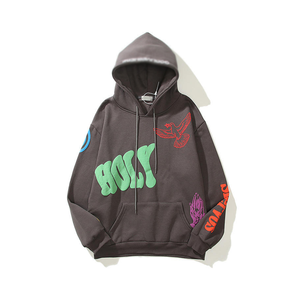 Pull à capuche unisexe 100% coton avec impression floquée Mode d'hiver avec logo numérique en velours pour une utilisation par la marque - Product Image 3