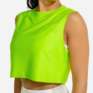 Camisetas sin mangas transpirables deportivas de secado rápido de algodón 100% de punto vintage al por mayor, Top corto para entrenamiento físico y correr - Product Image 2