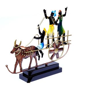 Peint à la main Ox Cart Iron Showpiece Durable Home Decorative Metallic Art - Product Image 4