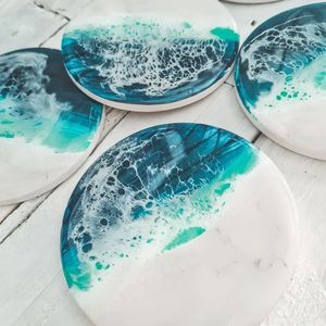 Sous-verres UNIQUES en bois de noyer et résine époxy pour la décoration de la maison Sous-verres en bois de luxe personnalisés pour boisson - Product Image 3