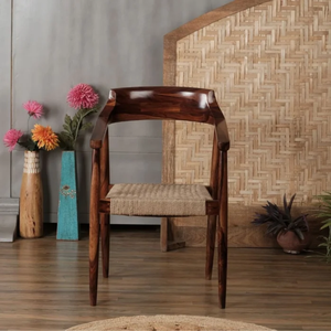 Chaise en corde en bois massif Arnedo, fabriquée à la main, durable, élégante, confortable, meubles de siège pour la maison, le patio, le jardin, le bureau - Product Image 4