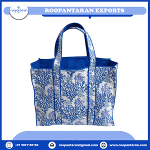Sac fourre-tout matelassé en coton imprimé à la main avec des poches intérieures, couleurs et logo personnalisés, fait à la main pour les voyages et l'usage quotidien - Product Image 3