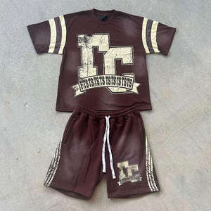 Fabricant de vêtements haute qualité imprimé 100% coton Streetwear imprimé été surdimensionné lavé à l'acide t-shirt et short - Product Image 6