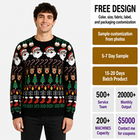 Suéter de punto para hombre FNJIA, jersey navideño con diseño de Papá Noel y renos, jersey feo de Navidad, ropa de punto para hombre, top cálido para las fiestas de invierno