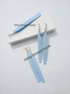 Pinzas para Extensión de Pestañas de Alta Calidad, Diferentes Estilos, Recubrimiento en Polvo Azul Claro con Diseño de Copo de Nieve, Logotipo Personalizado, Instrumento de Belleza - Product Image 3