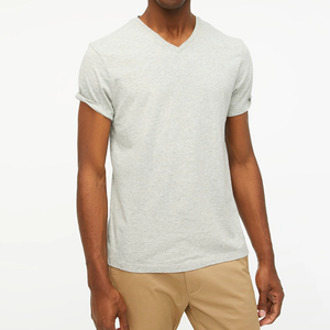 2024 Logo personnalisé col en v t-shirts pour hommes respirant de haute qualité 100% coton Polyester séchage rapide doux grande taille décontracté court - Product Image 5