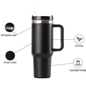 定制标志30 40盎司杯H2.0旅行杯40盎司不锈钢户外不倒翁带手柄和吸管 - Product Image 4