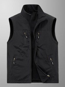 Chaqueta de trabajo de otoño e invierno para hombre, chaleco multibolsillo acolchado grueso, camiseta interior de lona con cuello levantado para actividades al aire libre - Product Image 6