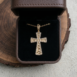 Collier pendentif croix Iced Out plaqué or avec pierres baguette, bijoux hip-hop, vente en gros, fabricant de pendentifs personnalisés, usine - Product Image 5
