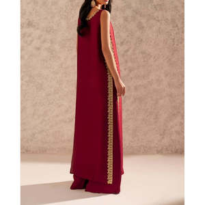 Vestido Formal Rojo, Elegante Silueta de Gasa para Ocasiones Especiales - Product Image 4