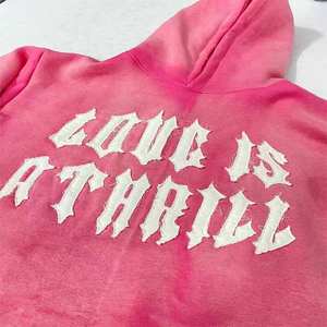 Fabricante personalizado invierno sol se desvaneció desgastado bordado Street-Wear ácido lavado 400 Gsm hombres peso pesado térmico polar Sudadera con capucha - Product Image 5