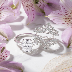 Jeulia Vintage <b>Crown</b> Scrollwork Oval Engagement <b>Ring</b> Set-Fine Jewelry Set - Product Image 5