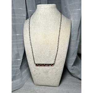 Navajo <b>Crafted</b> Fine Pendant Necklace Red Coral & Sterling Silver - Product Image 3