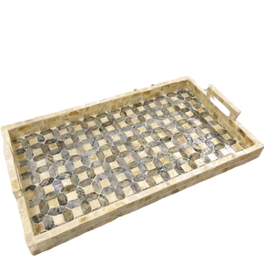 Plateau de service arabe en nacre Ramadan Mubarak, plateau de service Eid en coquillage, plateau décoratif en nacre pour servir des fruits - Product Image 1