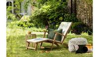 Tumbona Plegable Moderna y Resistente Natsum de Madera de Teca Sólida con Cojín Impermeable para Muebles de Exterior, Uso en Parques y Hoteles