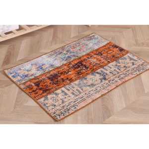พรมตุรกีขนาด 1.8x2.6 ฟุต, พรมวินเทจ, พรมขนสัตว์ลายนามธรรมสีส้ม - Product Image 2
