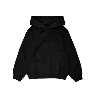 Sweat à capuche oversize noir unisexe en molleton de coton, sweat à capuche décontracté d'hiver, streetwear, coupe ample, fabricant en gros - Product Image 1