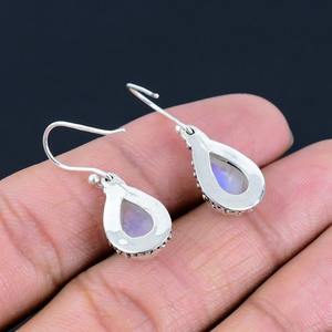 Boucles d'oreilles en argent Sterling 925 faites à la main Style Boho pierre de lune pierres précieuses boucles d'oreilles tendance bijoux cadeau pour les femmes pour les fêtes - Product Image 2