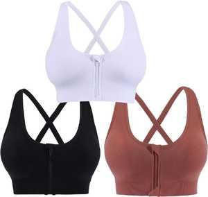 Soutien-gorge de sport pour femmes avec fermeture éclair sur le devant Séchage rapide Léger Facile à réaliser Athlétique Gym Jogging Running Training Women Bras - Product Image 1