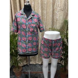Casual <b>Summer</b> <b>Pyjamas</b> Set Soft Woven Spandex Elastic Waist Breathable Customizable Various Character Animal Cherry <b>for</b> Homewear - Product Image 1