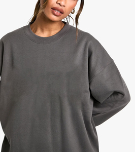 Sweat-shirt à capuche femme surdimensionné à épaules tombantes de haute qualité avec logo imprimé personnalisé sur le devant-Design décontracté à la mode - Product Image 6