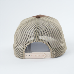 หมวกทัคเกอร์5แผงสำหรับคนขับรถบรรทุกหมวกผ้าฝ้ายสีน้ำตาลติดโลโก้ปักลาย - Product Image 4