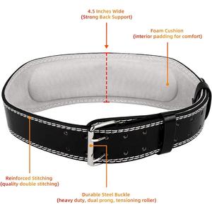 Ceinture de musculation unisexe en cuir de vache, ceinture de musculation en cuir PU, soutien pour redresser le dos, équipement de fitness en gros, ceinture de musculation noire - Product Image 5