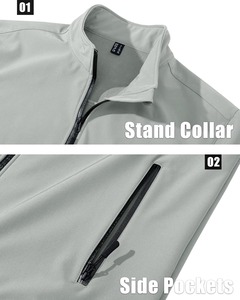 Vestes Softshell de randonnée en polaire polyester sur mesure, taille plus, col montant, coupe régulière, coupe-vent, design personnalisé, marque privée - Product Image 2