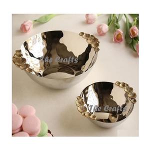 ชุดชามสำหรับตกแต่งสีเงินสแตนเลสสองชิ้นชามผลไม้ช็อคโกแลตขนาดแตกต่างกันขายส่ง - Product Image 1