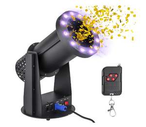 Machine à confettis mobile professionnelle LED RGBW en métal noir 20W AC110V-220V, contrôle par télécommande/manuel/automatique, IP67, en bon état - Product Image 1