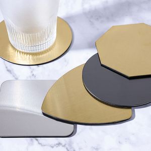 Customized Engraved Text logo Heat-insulating Metal Stainless Steel <b>Coasters</b> for bar Restaurant - Product Image 2