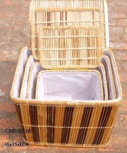 Natural Bamboo Laundry <b>Basket</b> With Fabric Bag in Bedroom Closet Laundry by Vitrapro - Product Image 1