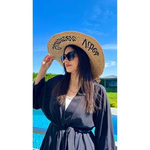 Sombrero de Paja Ancho con Bordado de Camello y Flecos, Protección Solar para Playa y Uso Diario HSR2112 - camel2112 - Product Image 5