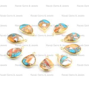 จี้ห้อยรูปทรงลูกแพร์ 12x16 มม. ทำจากหอยมอฮาวีสปายนี่ คัปเปอร์ เทอร์ควอยซ์ ชุบทองคำขาวและโรเดียมบนเงินแท้ สไตล์โบฮีเมียน ขายดีที่สุด เหมาะสำหรับเป็นของขวัญ - Product Image 2